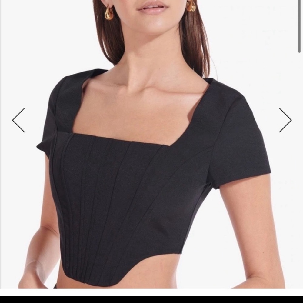 NWT Staud Peony Black Crop Top Boning size 6/medium